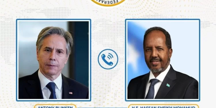 فخامة الرئيس حسن شيخ يبحث تعزيز العلاقات الثنائية مع وزير الخارجية الأمريكي انتوني بلينكن