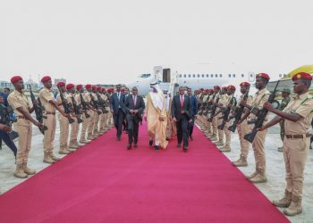 الرئيس المنتخب حسن شيخ محمود يستقبل الشيخ شخبوط بن نهيان ممثل رئيس دولة الإمارات الشقيقة