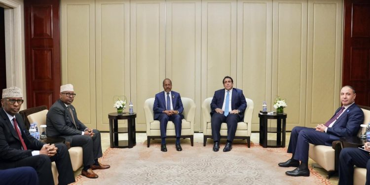 فيديو… الرئيس حسن شيخ يلتقي رئيس المجلس الرئاسي الليبي بالعاصمة الصينية بكين