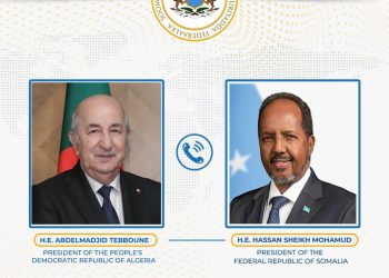 رئيس دولة الصومال يهنئ الرئيس تبون بمناسبة إعادة انتخابه لعهدة رئاسية جديدة